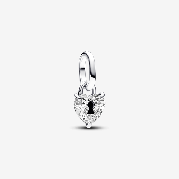 Charm Mini Pendente Keyhole Heart Pandora ME - Smalto / Argento Sterling 925 / Zirconia cubica / Nero