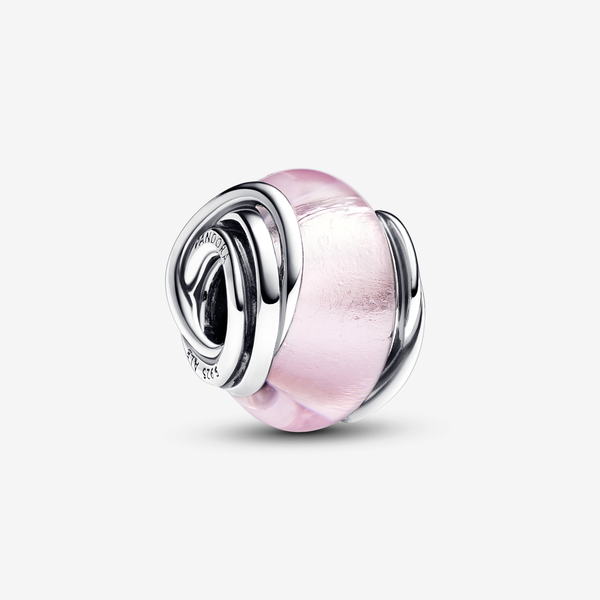 Pandora Charm Vetro di Murano Rosa e Cerchi - Vetro / Argento Sterling 925 / Rosa